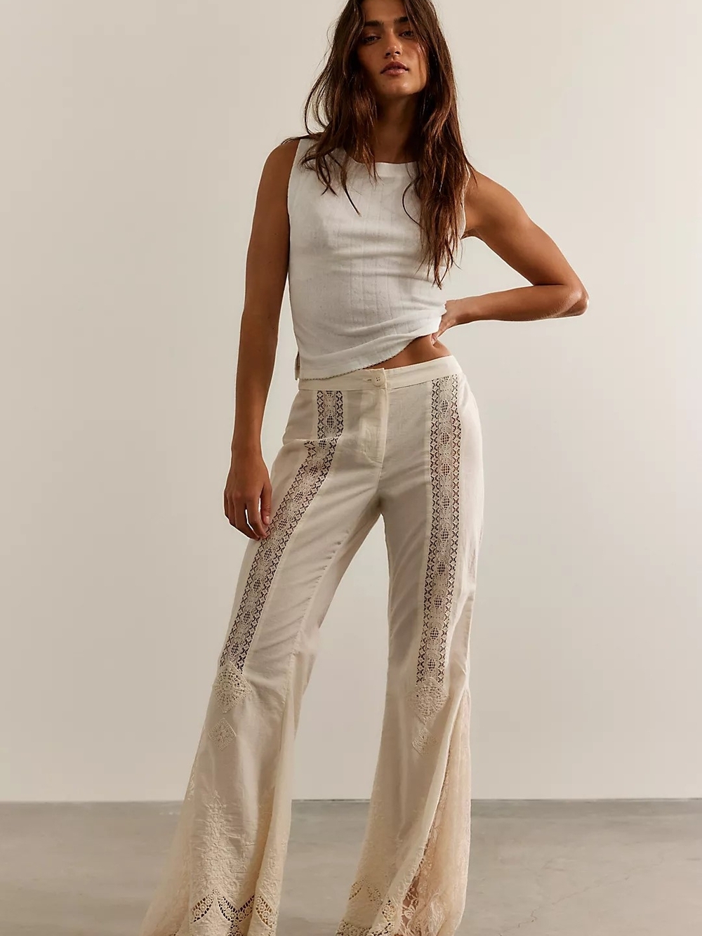 Free People Aliyah Lace Flare Pants 12 Top Rated Crochet Boho Festival NWT